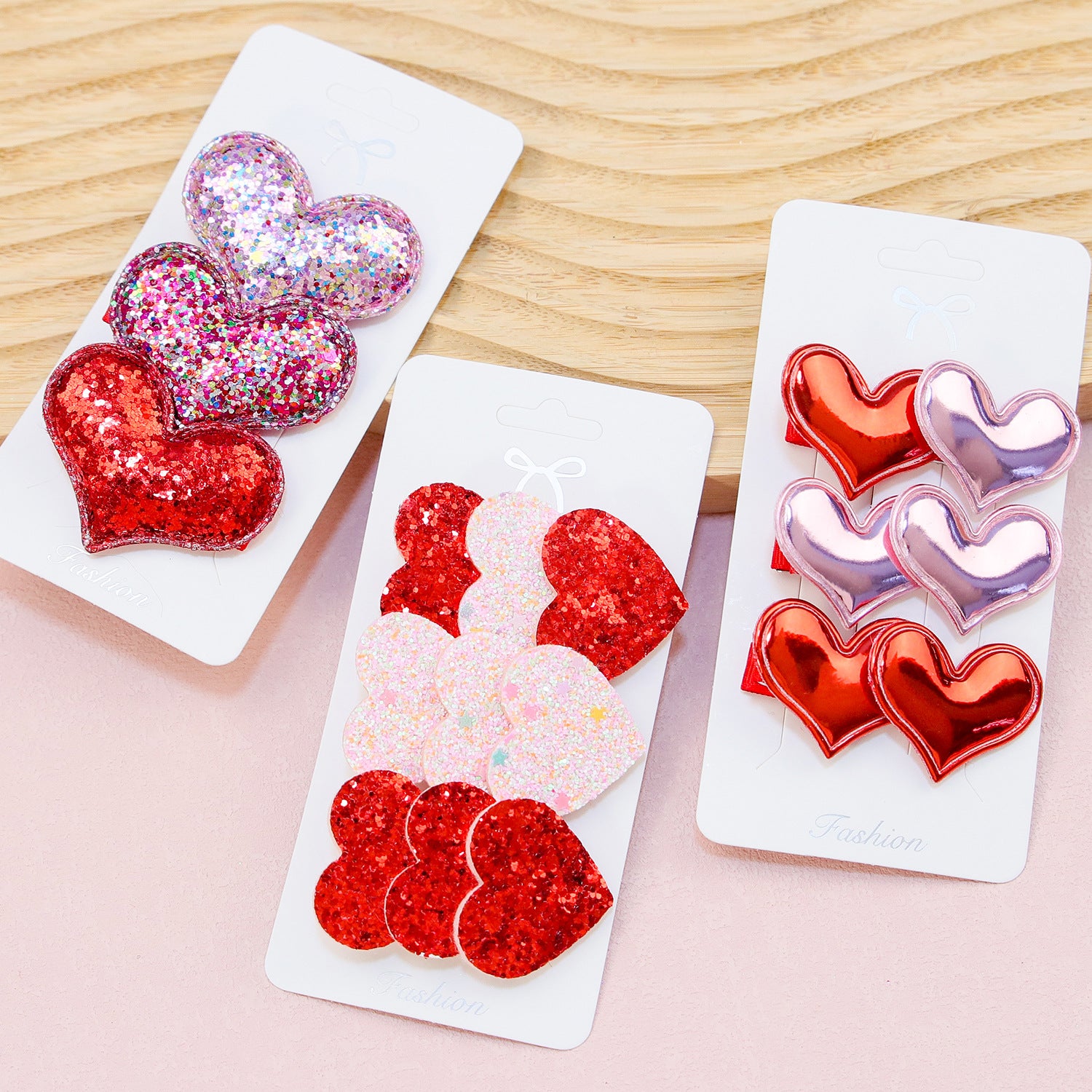 Wholesale Valentine's Day Love Fabric Bow Hair Clips